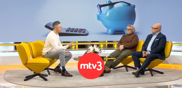 MTV 3 Huomenta Suomen haastattelija haastattelee Lakitoimisto Takaisinperinnän Olli-Matti Korhosta ja Takuusäätiötä